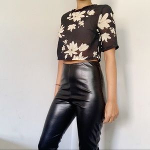 H&M Black Sheer Flower Top Sz 2